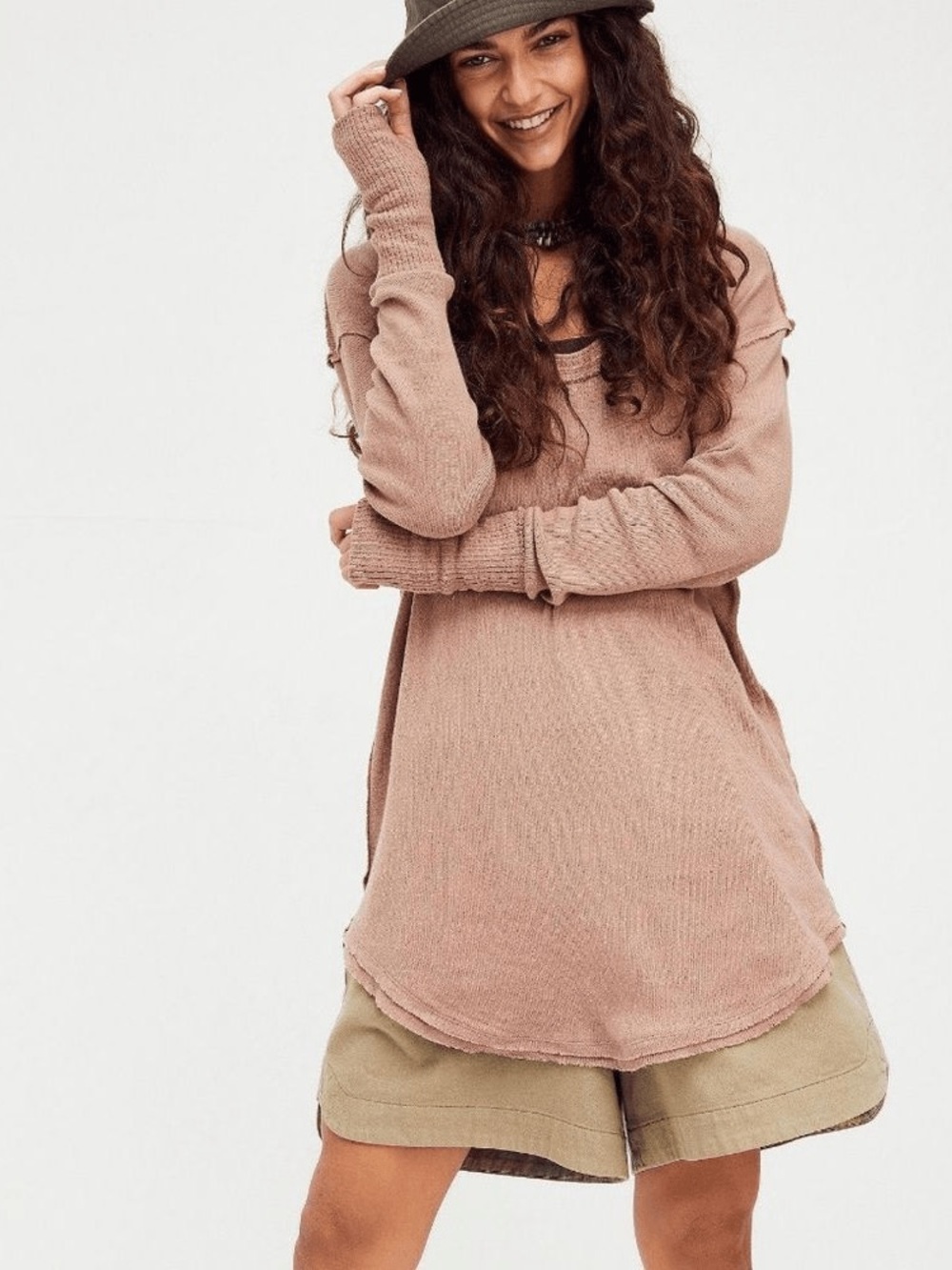 Sold - We The Free Relaxed Long-Sleeve Tunic Top - Dusty Rose